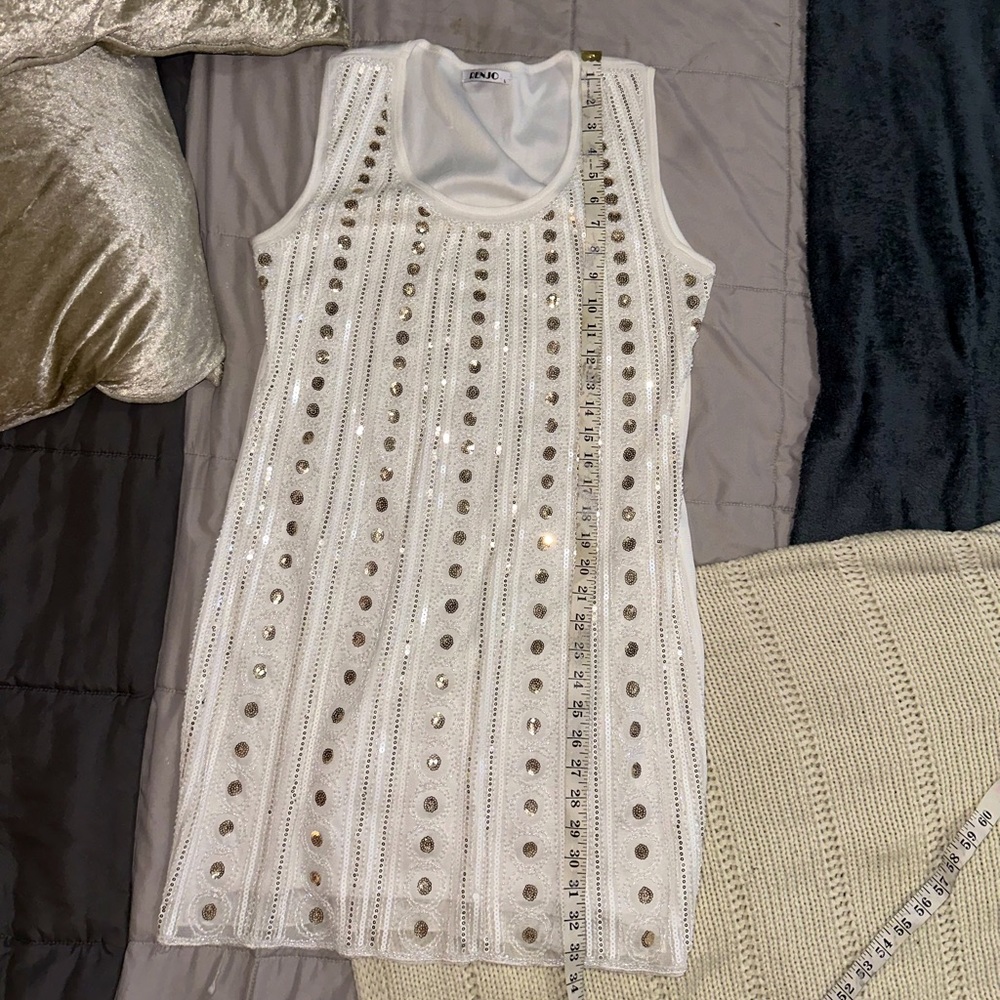 Y2K white sequin mini dress/ flapper dress